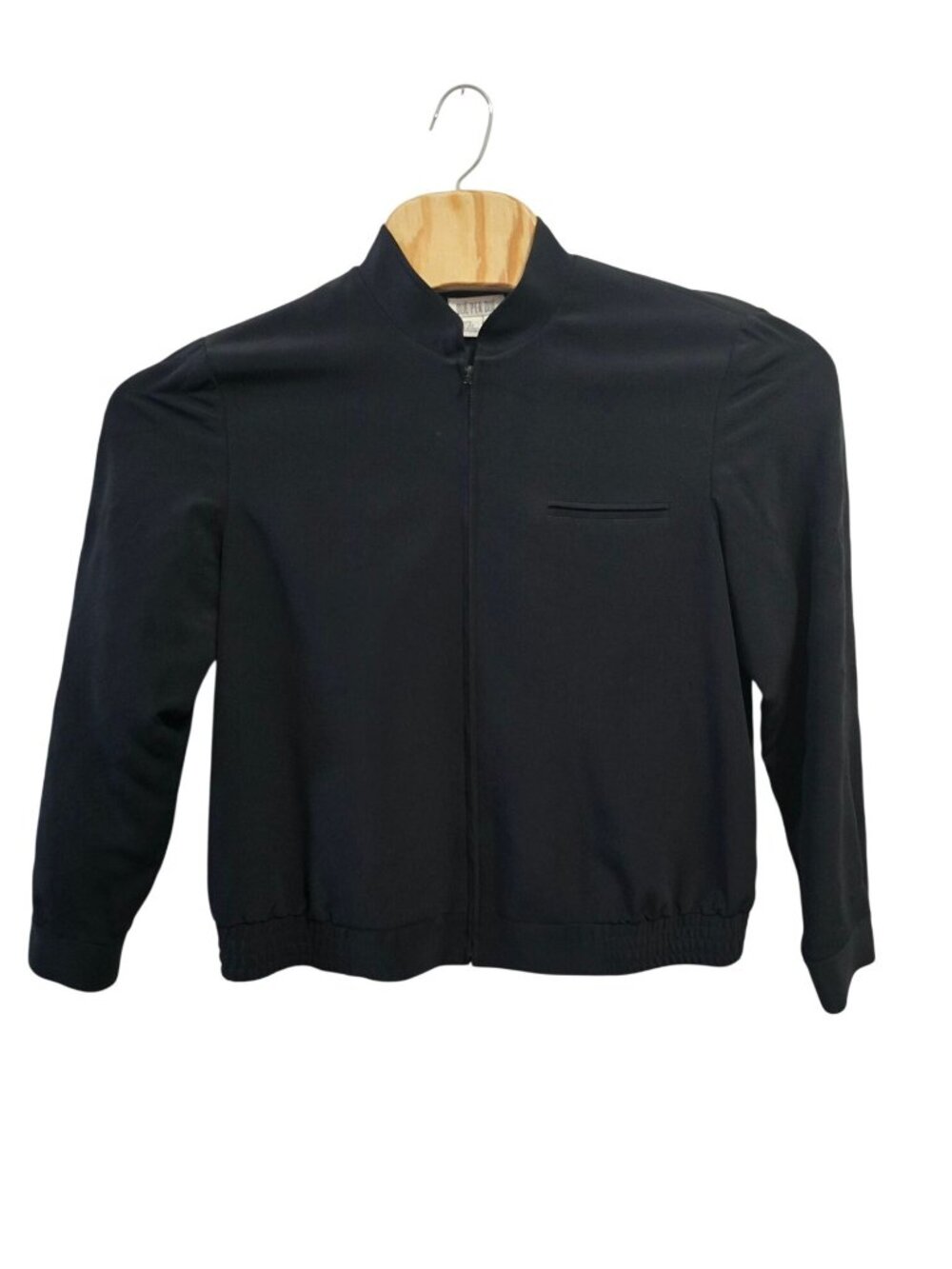 Vintaeg Due Per Due Black Silk Womens Lightweight Jacket Mandarin Collar Size 12 - Picture 1 of 8